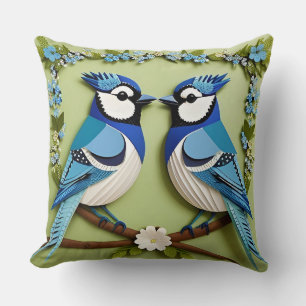 Blaue Jay Vogelpapier Art Kissen