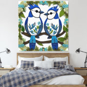 Blaue Jay Vogelpapier Art Leinwanddruck (Insitu (Schlafzimmer))