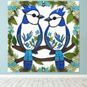 Blaue Jay Vogelpapier Art Leinwanddruck (Insitu (Holzboden))