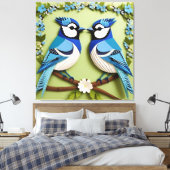 Blaue Jay Vogelpapier Art Leinwanddruck (Insitu (Schlafzimmer))