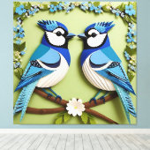 Blaue Jay Vogelpapier Art Leinwanddruck (Insitu (Holzboden))