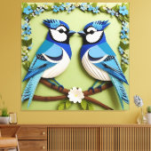 Blaue Jay Vogelpapier Art Leinwanddruck (Insitu (Wohnzimmer))