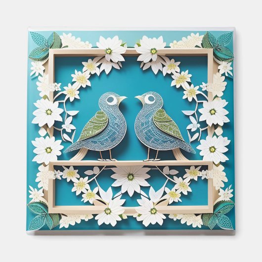 Blaue Jay Vogelpapier Art Magnet (Vorne)