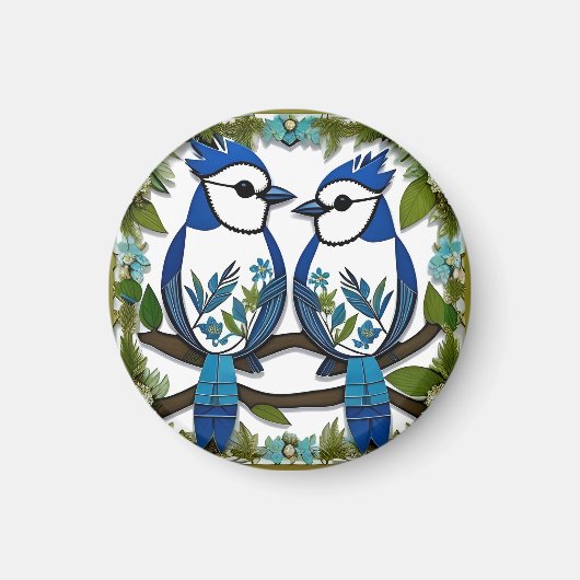 Blaue Jay Vogelpapier Art Magnet (Vorne)