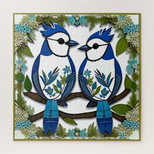Blaue Jay Vogelpapier Art Puzzle (Vertikal)