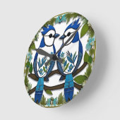 Blaue Jay Vogelpapier Art Runde Wanduhr (Winkel)