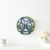 Blaue Jay Vogelpapier Art Runde Wanduhr (Zuhause)