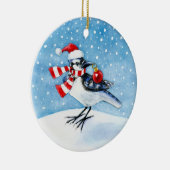 Blaue Jay-Weihnachts- oder Winterverzierung Keramik Ornament (Rechts)