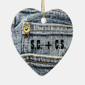 Blaue Jean-Denim-Tasche - personifizieren Sie sie! Keramik Ornament (Rechts)