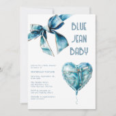 Blaue Jeans Baby Denim Baby Shower Einladung (Vorderseite)
