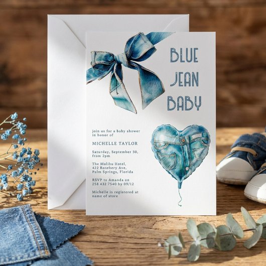 Blaue Jeans Baby Denim Baby Shower Einladung