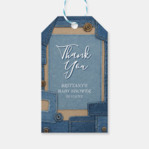 Blaue Jeans Baby Denim Baby Shower Geschenkanhänger