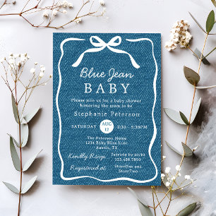 Blaue Jeans Baby Denim Brunch Junge Baby-Party Einladung