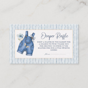 Blaue Jeans Baby Denim Overall Windel Raffle Ticke Begleitkarte