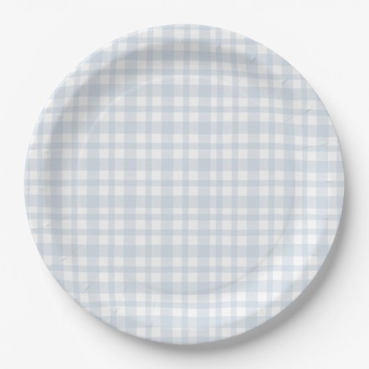 Blaue Jeans Baby Junge Baby Shower Gingham  Pappteller (Vorderseite)