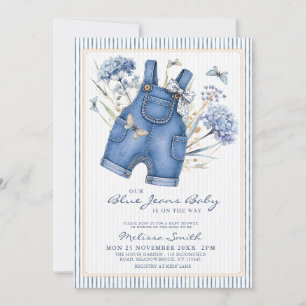 Blaue Jeans Baby Latzhose Baby Shower Einladung