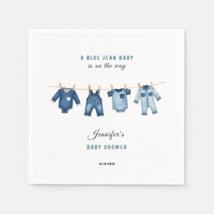 Blaue Jeans-Baby-Party - Denim-Thema Serviette