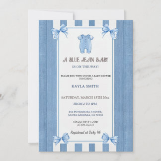 Blaue Jeans-Baby-Party-Einladung | Denim-Baby-Jung Einladung