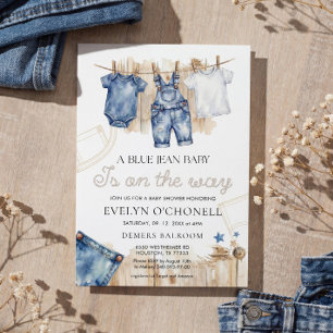 Blaue Jeans-Baby-Party-Einladung Einladung