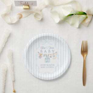 Blaue Jeans-Baby-Party Junge Moderne Streifen Pappteller