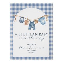 Blaue Jeans-Baby-Shower- Banner Cowboy