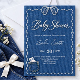 Blaue Jeans Baby Shower Einladung