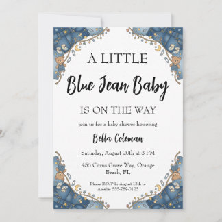 Blaue Jeans-Baby Shower-Einladungen Einladung