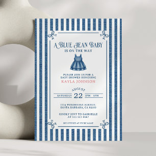 Blaue Jeans Baby Shower Gestreiftes Südstaaten Mäd Einladung