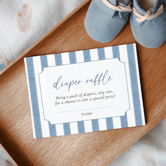 Blaue Jeans Baby Shower Windel-Raffel Begleitkarte