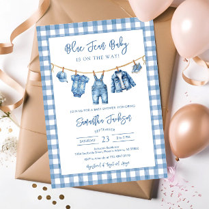 Blaue Jeans-Denim-Baby-Party-Einladung Einladung
