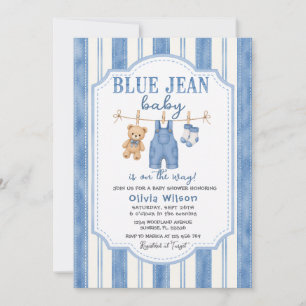 Blaue Jeans-Denim-Baby-Party-Einladung Einladung