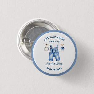 Blaue Jeans-Denim-Baby-Shower-Mitgebringel Button