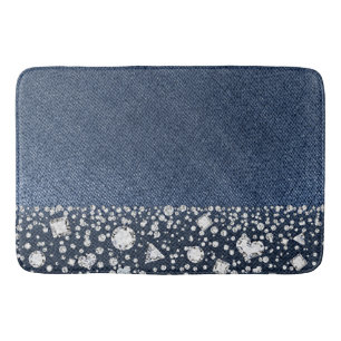 Blaue Jeans Denim Diamanten Glamour Trendy Diamant Badematte