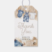 Blaue Jeans-Denim-Geschenkanhänger Geschenkanhänger (Vorderseite)
