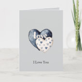 Blaue Jeans-Denim-Herzen Liebe Karte (Vorderseite)