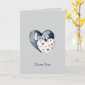 Blaue Jeans-Denim-Herzen Liebe Karte (Gelbe Blume)