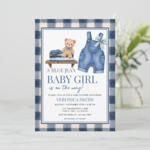 Blaue Jeans-Denim-Mädchen-Baby-Party Einladung