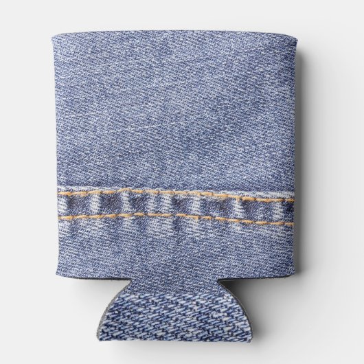 Blaue Jeans: detaillierte Nähtextur. Dosenkühler (Rückseite)