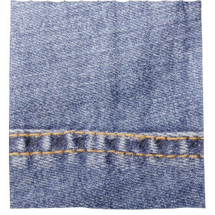 Blaue Jeans: detaillierte Nähtextur. Duschvorhang