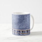 Blaue Jeans: detaillierte Nähtextur. Kaffeetasse (VorderseiteRechts)