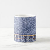 Blaue Jeans: detaillierte Nähtextur. Kaffeetasse (Mittel)