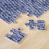 Blaue Jeans: detaillierte Nähtextur. Puzzle (Seite)