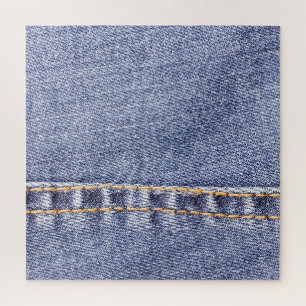 Blaue Jeans: detaillierte Nähtextur. Puzzle