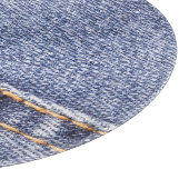 Blaue Jeans: detaillierte Nähtextur. Schneidebrett (Ecke)