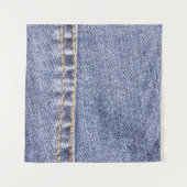 Blaue Jeans: detaillierte Nähtextur. Wandteppich (Vorderseite (Horizontal))