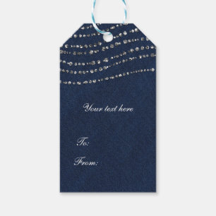 Blaue Jeans & Diamanten Funkeln Bling Party Geschenkanhänger