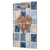 Blaue Jeans-Imitat-Creme-First-Kaffeebohnen-Herz Klemmbrett (Links)