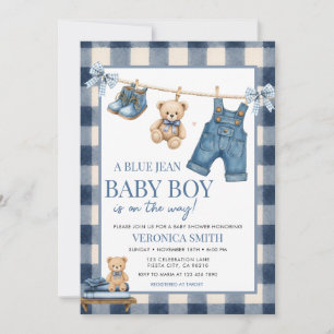 Blaue Jeans-Kleiderleine Denim-Junge-Baby-Party Einladung