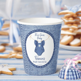 Blaue Jeans Mädchen Baby Shower monogrammiert Pappbecher