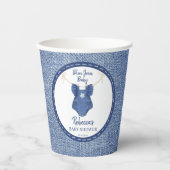 Blaue Jeans Mädchen Baby Shower monogrammiert Pappbecher (Vorderseite)